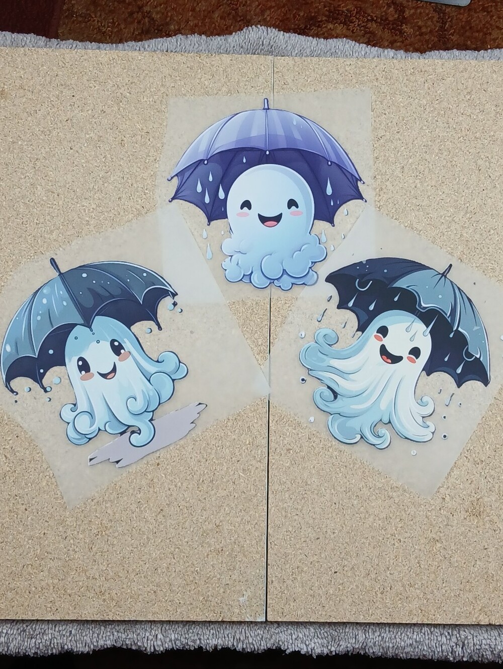 Ready to Press DTF Transfers Halloween Cute Umbrella Ghost 3-Pack Bundle